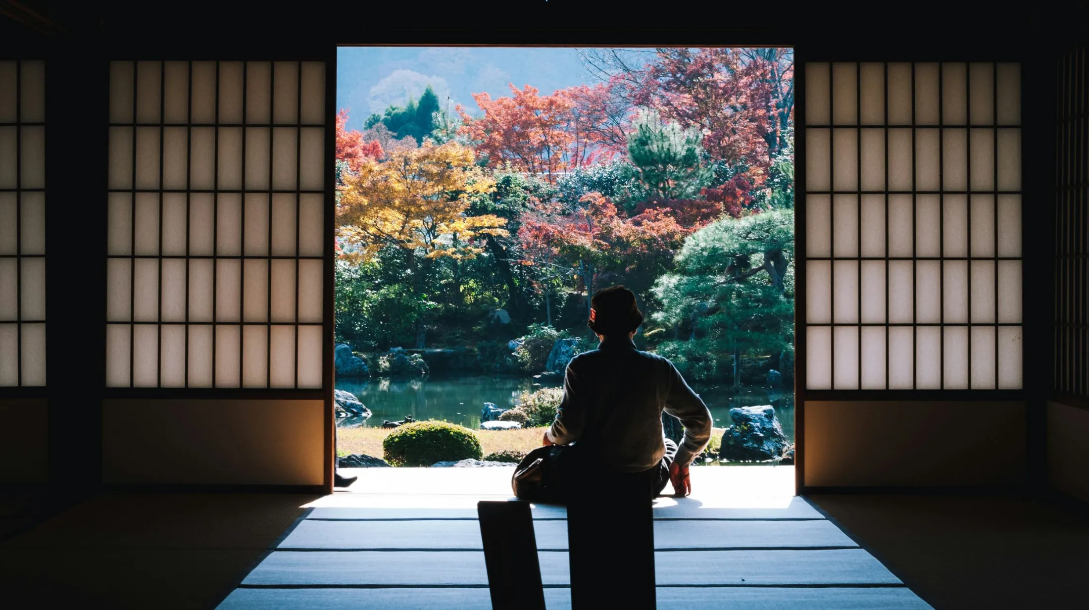 vue de deriière femme qui contemple son jardin